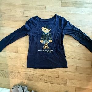 Ralph Lauren Kids Navy Bear Long Sleeve Shirt